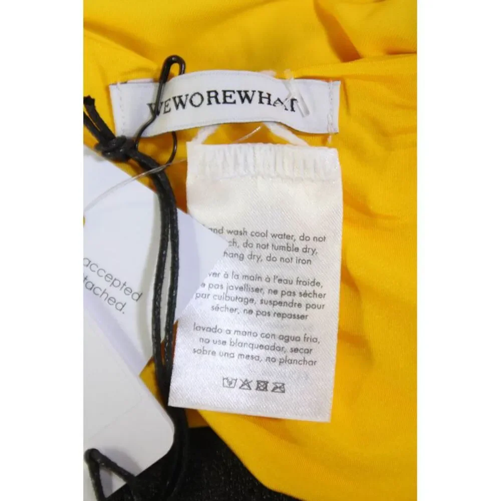 Weworewhat Womens Swimwear Stretch Delilah Bikini Bottom Yellow Size L